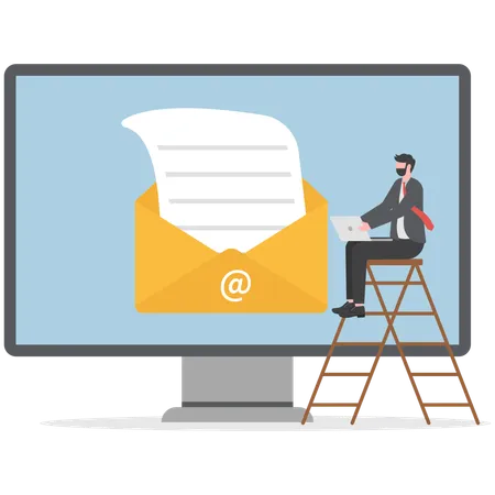 Businessman is sending promotional emails  Illustration