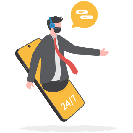 Businessman is serving as customer care support  Illustration