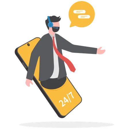 Businessman Is Serving As Customer Care Support Illustration
