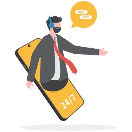 Businessman is serving as customer care support  Illustration