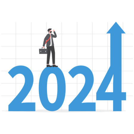 Businessman is setting up new goals for year 2024  Illustration