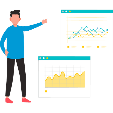 Businessman is showing analysis graph  Illustration