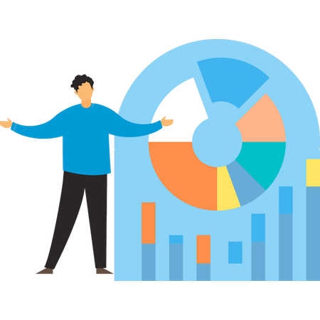 Businessman is showing analysis graph  Illustration