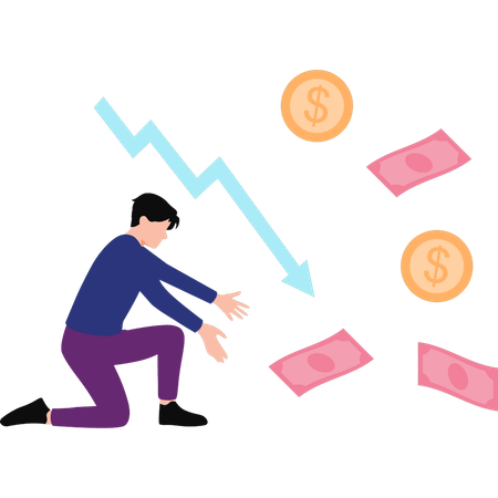 Businessman is showing falling currency rate  Illustration