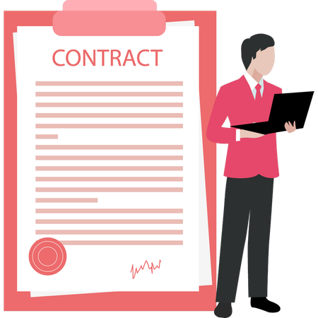 Businessman is signing business contract  Illustration