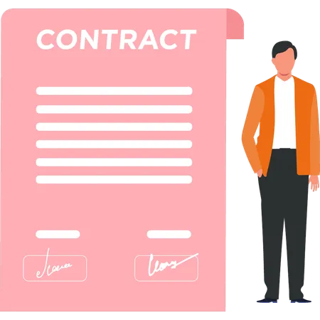 Businessman is signing business contract  Illustration