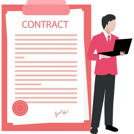 Businessman is signing business contract  Illustration