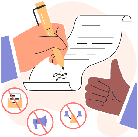 Businessman is signing business partnership contract  Illustration