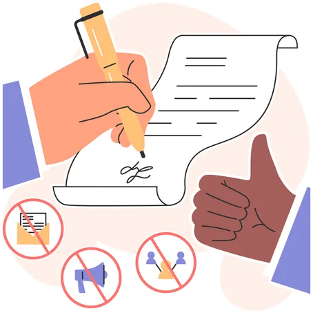 Businessman is signing business partnership contract  Illustration