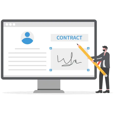 Businessman is signing contract  Illustration