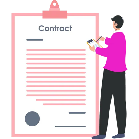 Businessman Is Signing Contract Board Illustration