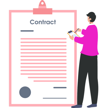 Businessman is signing contract board  Illustration