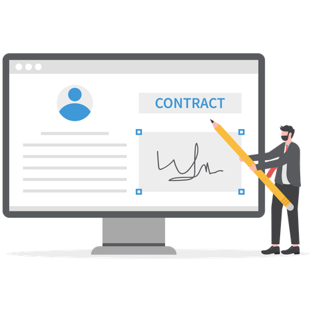 Businessman is signing contract  Illustration