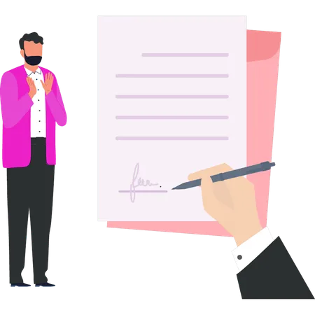 Businessman is signing contract papers  Illustration