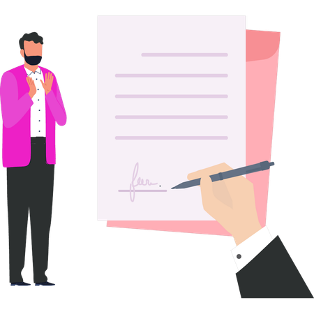 Businessman is signing contract papers  Illustration