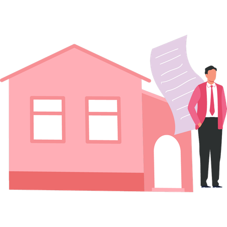 Businessman is signing house contract  Illustration