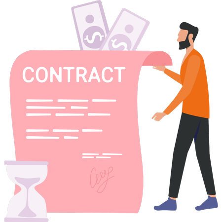 Businessman is signing investment contract  Illustration