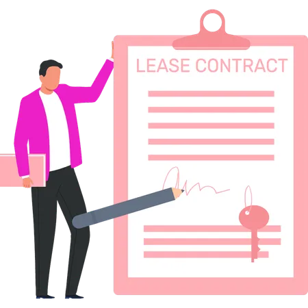 Businessman is signing lease contract  Illustration