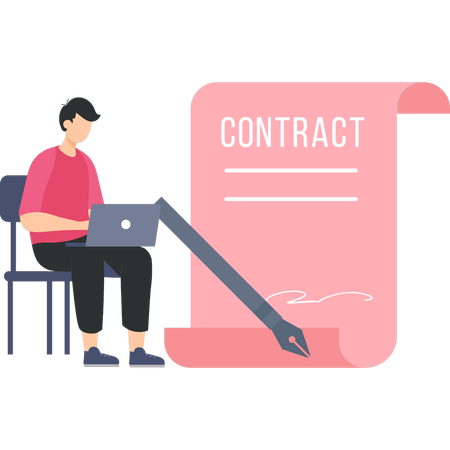 Businessman is signing online contract  Illustration