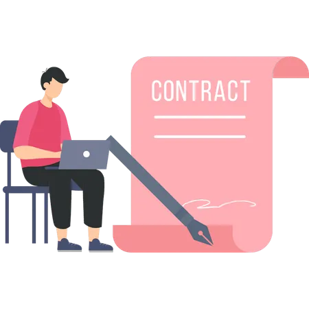 Businessman Is Signing Online Contract Illustration