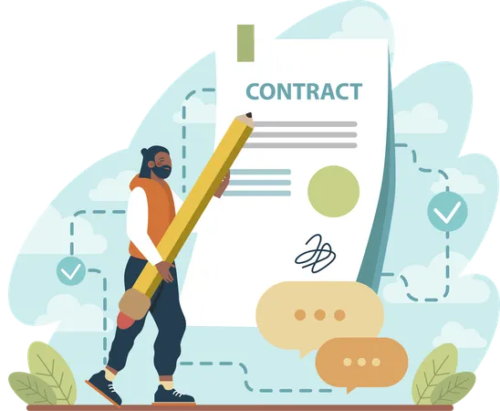 Businessman is signing partnership contract  Illustration