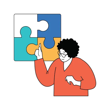 Businessman is solving business puzzle  Illustration