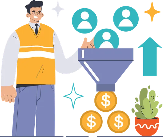 Businessman is sorting data  Illustration