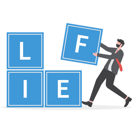 Businessman is sorting his life problems  Illustration