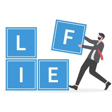 Businessman is sorting his life problems  Illustration