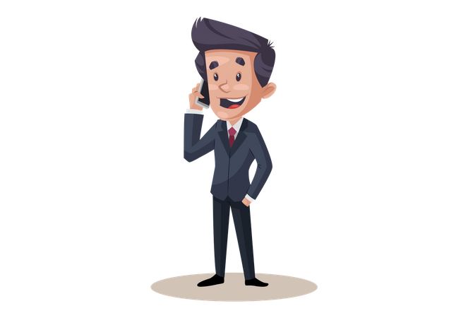 Businessman is standing and talking on the phone Illustration