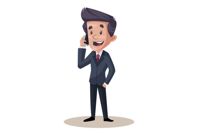 Businessman is standing and talking on the phone  Illustration