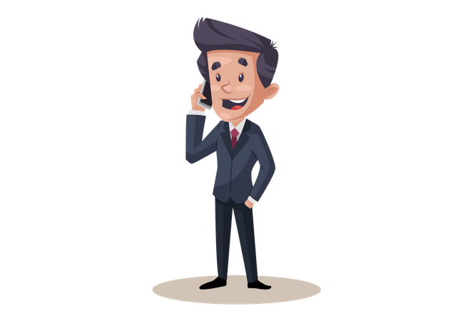 Businessman is standing and talking on the phone  Illustration