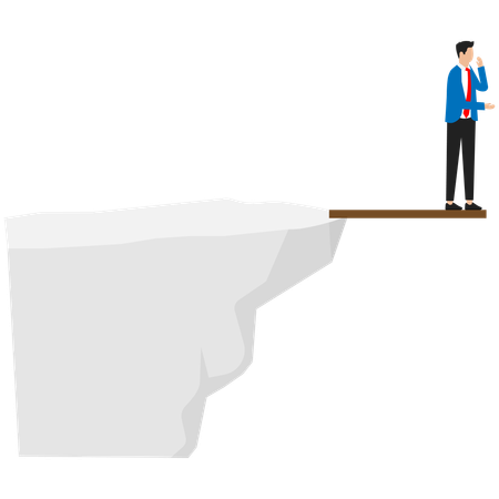 Businessman is standing on the edge of business risk  Illustration