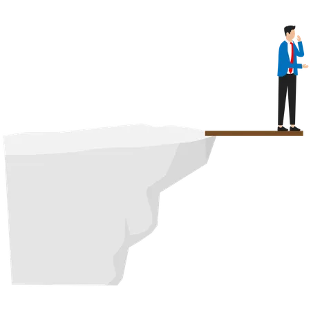 Businessman is standing on the edge of business risk  Illustration