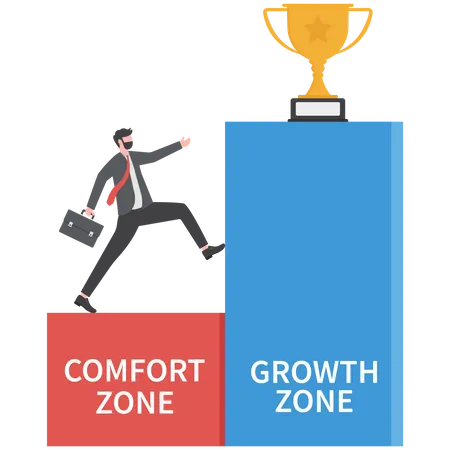 Businessman is stepping outside his comfort zone  Illustration