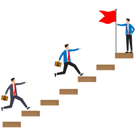 Businessman is stepping towards his goals  Illustration