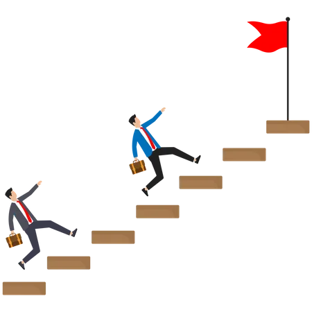 Businessman is stepping towards his goals  Illustration