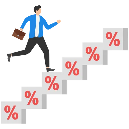 Businessman is stepping towards success stairs and business development  Illustration