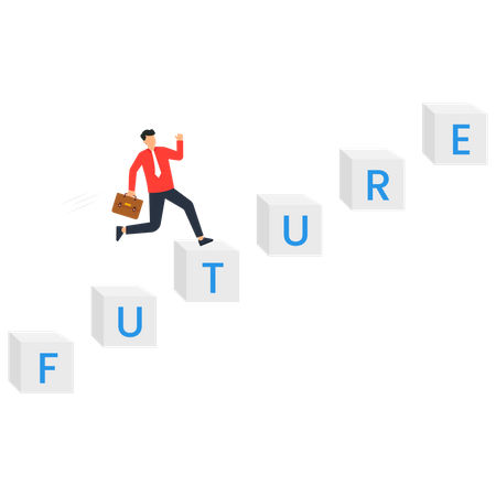 Businessman is stepping towards the better future  Illustration