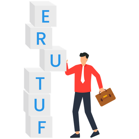 Businessman is stepping towards the better future  Illustration