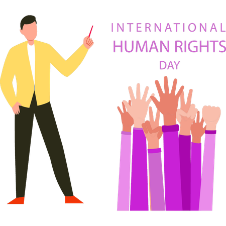 Businessman is supporting human rights  Illustration