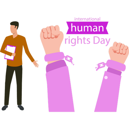 Businessman is supporting human rights  Illustration