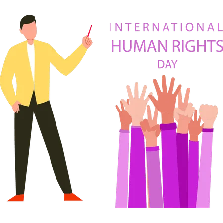 Businessman is supporting human rights  Illustration