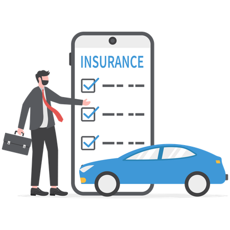 Businessman is taking car insurance  Illustration
