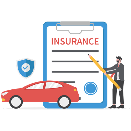 Businessman is taking car insurance  Illustration