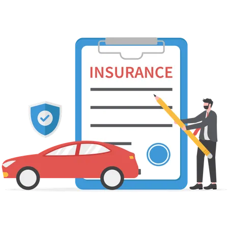 Businessman is taking car insurance  Illustration