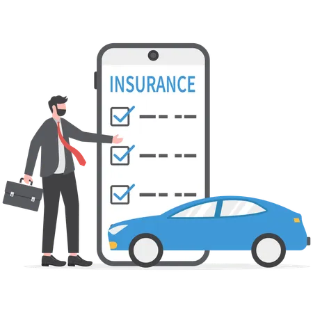 Businessman is taking car insurance  Illustration