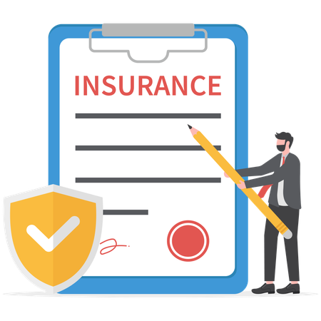 Businessman is taking insurance policy  Illustration