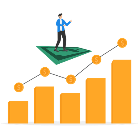 Businessman is targeting financial goal  Illustration