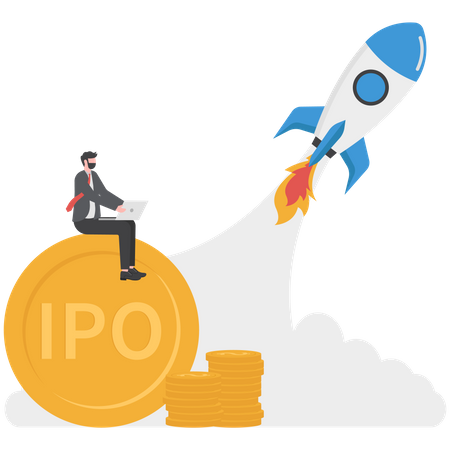 Businessman is trading in stock market and IPO  Illustration